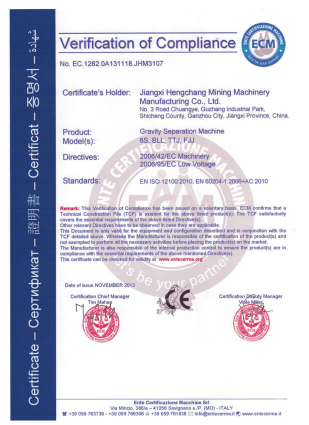 重選設備CE認證(已過期)